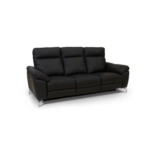 Czarna skórzana sofa 3-osobowa Furnhouse Selesta