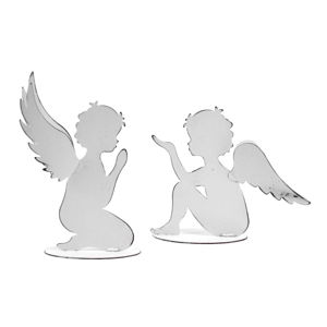 Komplet 2 białych aniołków dekoracyjnych z metalu Ego Dekor, wys. 31 cm