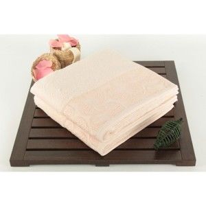 Zestaw 2 łososiowych ręczników kąpielowych ze 100% bawełny Sal, 50x90 cm