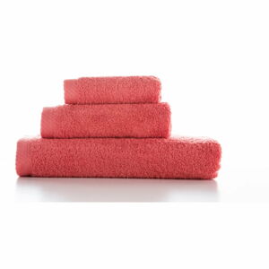 Zestaw 3 czerwonoróżowych bawełnianych ręczników El Delfin Lisa Coral
