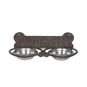 Podwójna miska z żelaza dla zwierząt domowych Clayre & Eef Woof