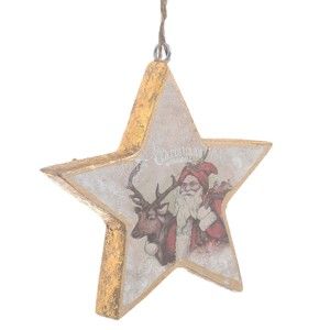 Świąteczna drewniana dekoracja wisząca w kształcie gwiazdy InArt Molly