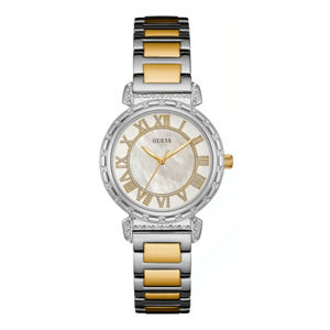 Damski zegarek w srebrno-złotym kolorze z paskiem ze stali nierdzewnej Guess W0831L3