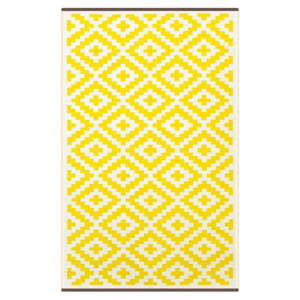 Żółto-biały dwustronny dywan odpowiedni na zewnątrz Green Decore Panaca, 120x180 cm