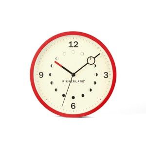 Czerwno-biały zegar ścienny z fazami ksiezyca Kikkerland Moon