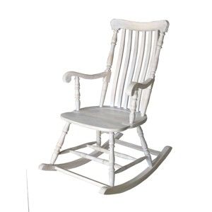Białe bujane krzesło z akacjowego drewna Miloo Home Hamptons
