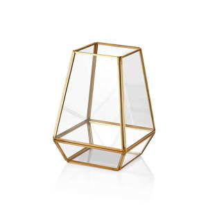 Szklane terrarium ze złotym detalem The Mia Glamour, 21x14 cm