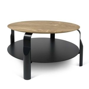 Czarny stolik z blatem w kolorze drewna orzechowego TemaHome Scale