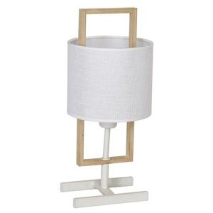 Biała lampa stołowa z drewnianymi detalami Glimte Sprite White