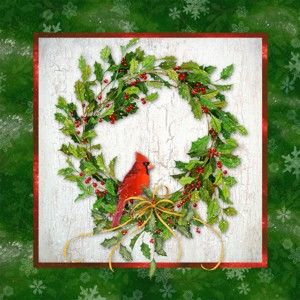 Opakowanie 20 serwetek papierowych ze świątecznym motywem PPD Holly & Cardinal