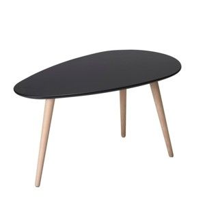 Czarny stolik z nogami z drewna bukowego Furnhouse Fly, 75x43 cm