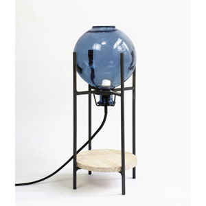 Lampa stojąca ze szkła z recyklingu i metalu Velvet Atelier Fume, wys. 50 cm