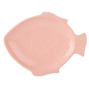 Jasnoróżowa ceramiczna taca do serwowania Tantitoni Fishy, 29x23 cm