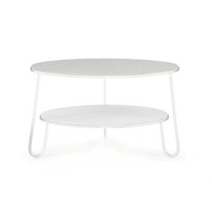 Biały stolik z marmurowym blatem HARTÔ Eugénie, ⌀ 70 cm