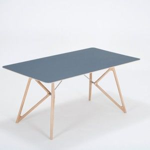 Stół z litego drewna dębowego z granatowym blatem Gazzda Tink, 160x90 cm
