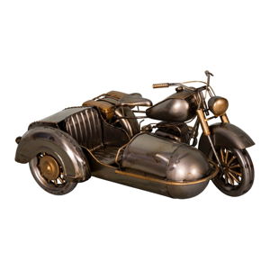 Dekoracja z żelaza w kształcie motoru z wózkiem bocznym Antic Line Moto, 27x19 cm