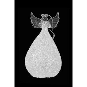 Dekoracyjny aniołek szklany z LED Ego Dekor, wys. 16 cm