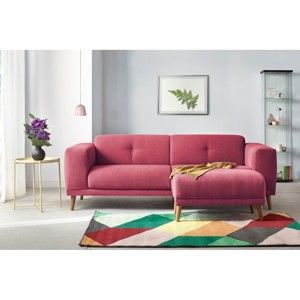 Czerwona sofa 3-osobowa z podnóżkiem Bobochic Paris Luna