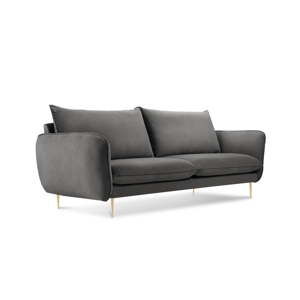 Ciemnoszara sofa z aksamitnym obiciem Cosmopolitan Design Florence