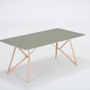 Stół z litego drewna dębowego z zielonym blatem Gazzda Tink, 180x90 cm