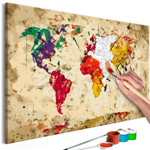 Zestaw płótna, farb i pędzli DIY Artgeist Splashes Map, 60x40 cm