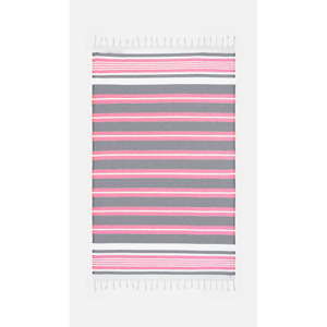 Różowo-szary ręcznik z domieszką bawełny Kate Louise Cotton Collection Line Pink Grey, 100x180 cm