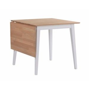 Stół z drewna dębowego z opuszczanym blatem i białymi nogami Rowico Mimi, dł. 80-125 cm