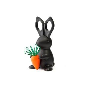 Czarny stojak z nożyczkami w kształcie króliczka Qualy&CO Desk Bunny Scissors