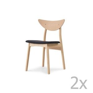 Komplet 2 krzeseł z litego drewna dębowego z czarnym siedziskiem WOOD AND VISION Chief Maestro