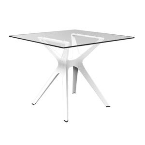 Biały stół ze szklanym blatem odpowiedni na zewnątrz Resol Vela, 90x90 cm