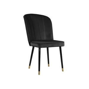 Ciemnoszare krzesło z detalami w złotym kolorze JohnsonStyle Leende French Velvet