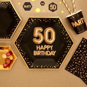 Zestaw 8 talerzy papierowych Neviti Glitz & Glamour Happy 50