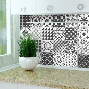 Zestaw 24 naklejek ściennych Ambiance Stickers Cement Tile Gray Lindos, 15x15 cm
