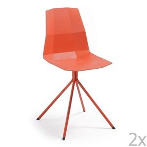 Zestaw 2 czerwonych krzeseł do jadalni La Forma Pixel