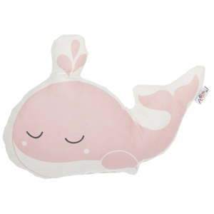 Różowa poduszka dziecięca z domieszką bawełny Apolena Pillow Toy Whale, 35x24 cm
