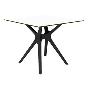 Stół z czarnymi nogami i białym blatem odpowiedni na zewnątrz Resol Vela, 90x90 cm