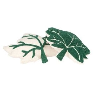 Komplet 2 zielono-białych poduszek w kształcie liści Nattiot Erable