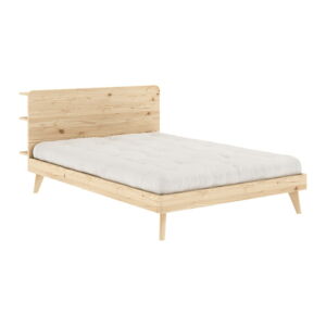 Naturalne łóżko dwuosobowe ze stelażem 140x200 cm Retreat – Karup Design
