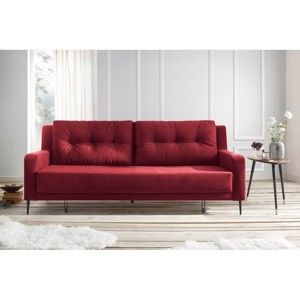 Czerwona sofa rozkładana Bobochic Paris Bergen