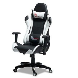 Czarno-białe krzesło biurowe Knuds Gaming