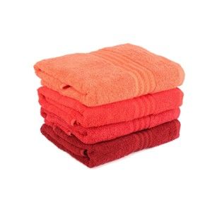 Zestaw 4 czerwonych ręczników bawełnianych Foutastic, 50x90 cm