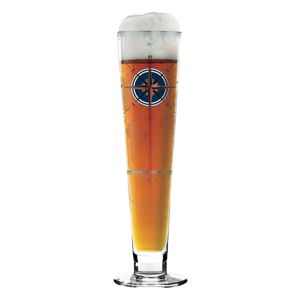 Komplet szklanki do piwa ze szkła kryształowego i 5 podkładek Ritzenhoff Iris Interhal, 385 ml