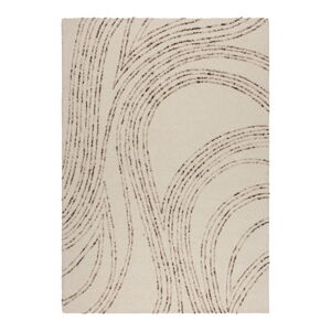 Brązowy/kremowy wełniany dywan 80x150 cm Abstract Swirl – Flair Rugs