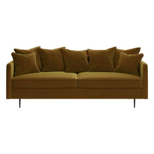 Miodowożółta sofa z aksamitnym obiciem Ghado Esme, 214 cm