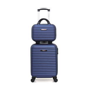 Zestaw ciemnoniebieskiej walizki i podręcznego kuferka Bluestar Marro