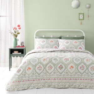 Zielono-kremowa narzuta na łóżko dwuosobowe 220x230 cm Cameo – Catherine Lansfield
