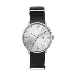 Zegarek z czarnym paskiem i cyferblatem w srebrnym kolorze CHPO Harold