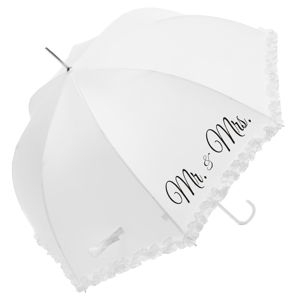 Biały parasol ślubny Ambiance Mr & Mrs, ⌀ 90 cm