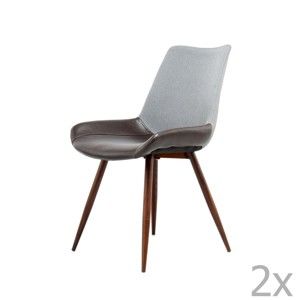 Komplet 2 szaro-brązowych krzeseł 360 Living Brando