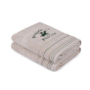 Zestaw 2 beżowych ręczników bawełnianych, 140x70 cm